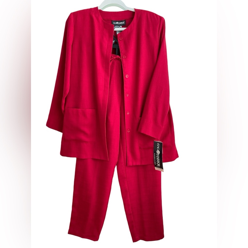 Vintage Sag Harbor Pant Suit Maroon Size 6 Petite